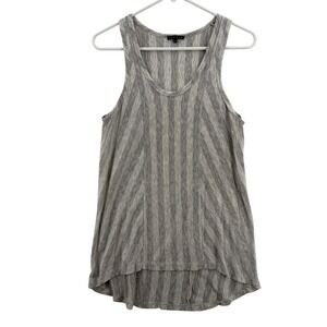 Theory Tank Top Womens‎ Medium Gray Striped Tencel Blend Scoop Neck Made in USA